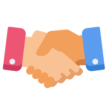 Icon of two shaking hands representing working with others